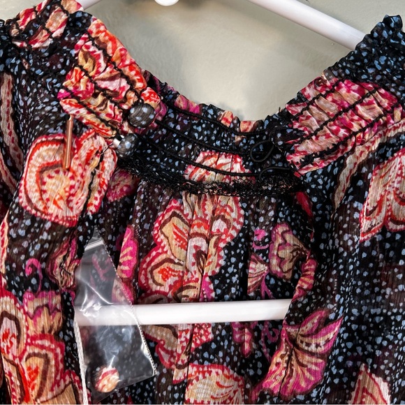 MISA Los Angeles‎ Azura Flutter-Sleeve Floral Midi Dress medium floral pink blue - Picture 10 of 16